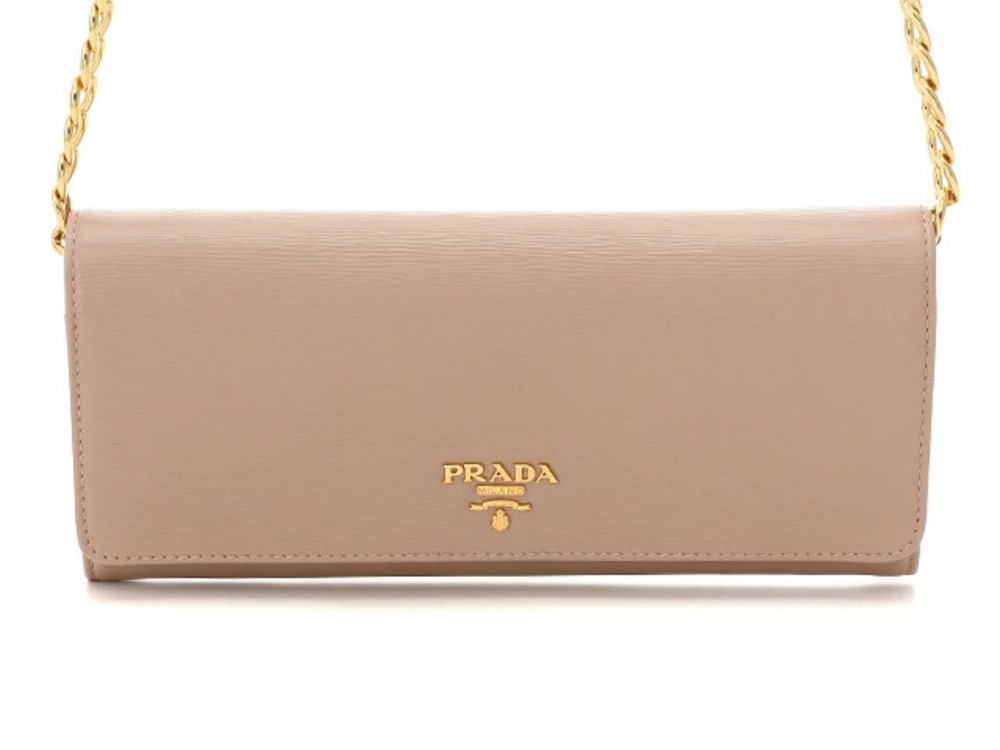 Prada bag chain wallet long embossed calfskin